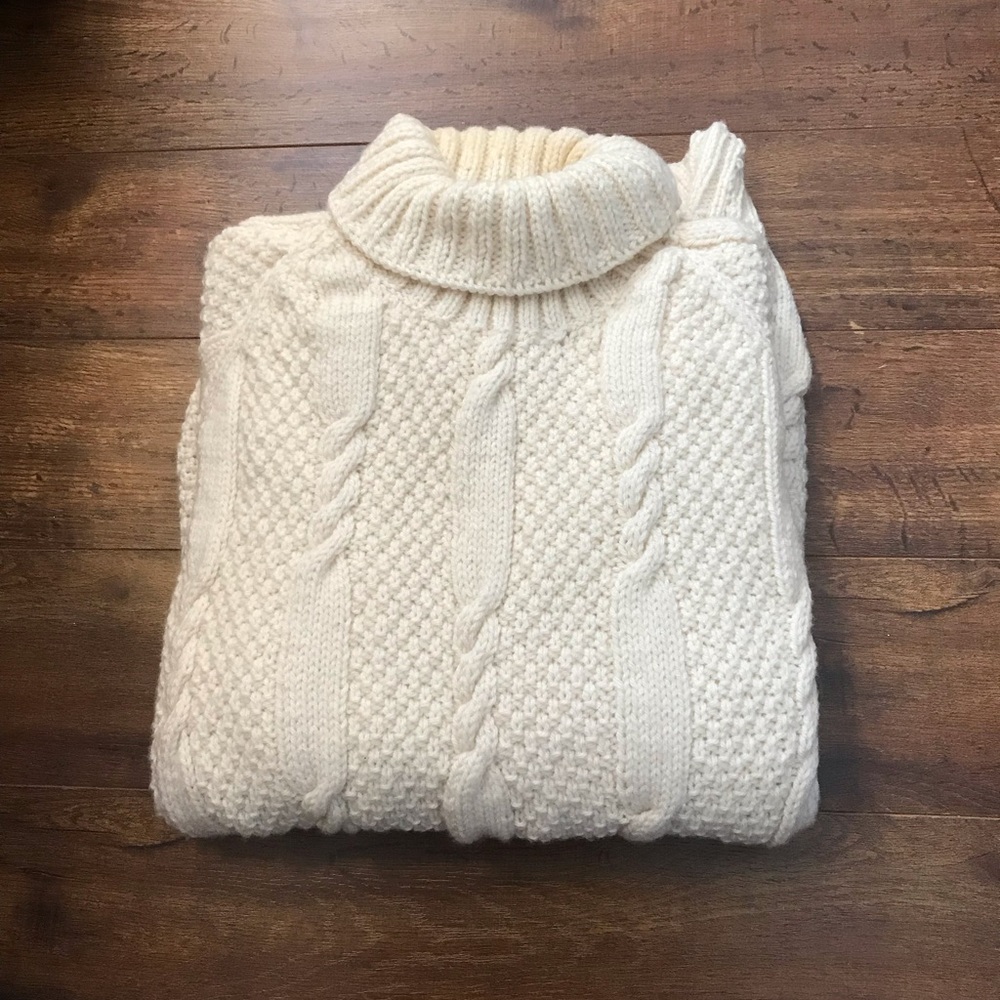 Men's Cream Turtleneck Sweater